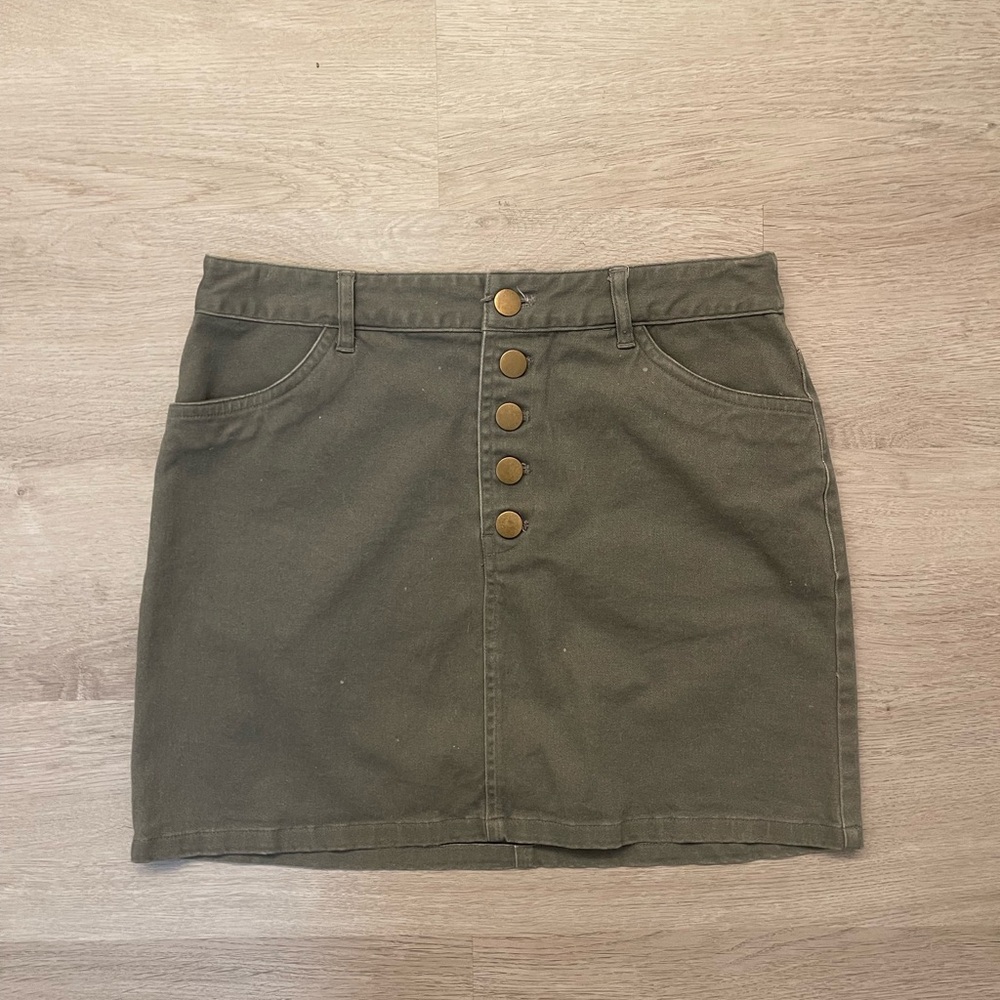 Khaki colored jean skirt